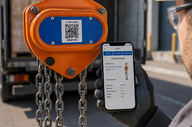 logiciel VGP via QR code scan palan à chaîne